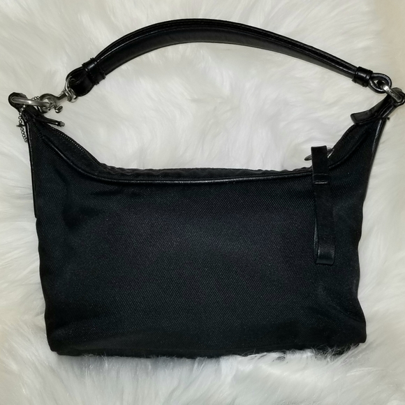 COACH Twill and Leather Shoulder Bag 7428 Small Hobo Purse - Picture 2 of 11